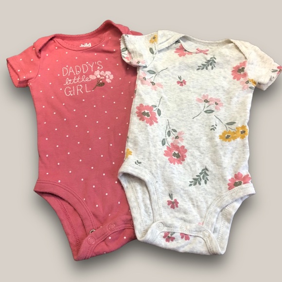 Carter's Other - Child of Mine by Carter's Set of 2 Onesies Floral Daddy's Girl, baby girl 3 mon